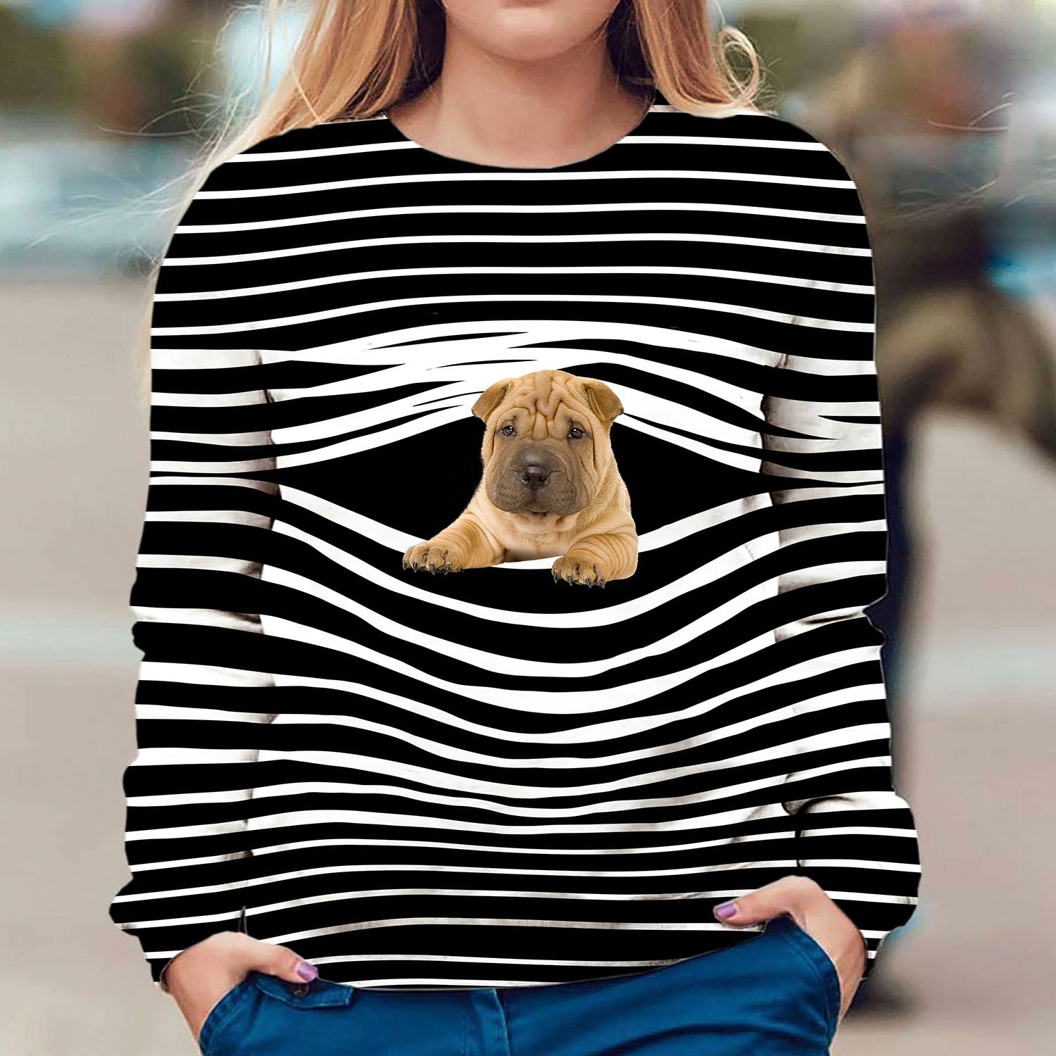 Shar Pei - Stripe - Premium Sweater