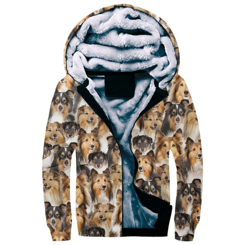 Shetland Sheepdog Full Face Fleece Hoodie