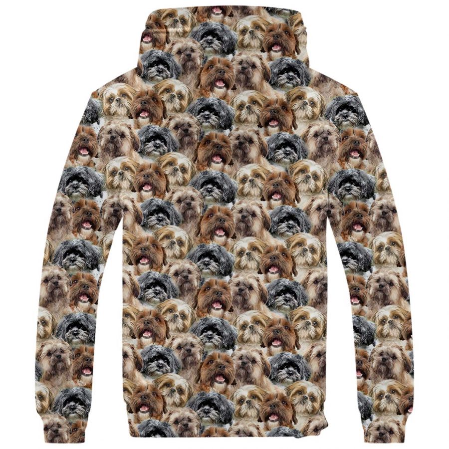 Shih Poo Full Face Fleece Hoodie