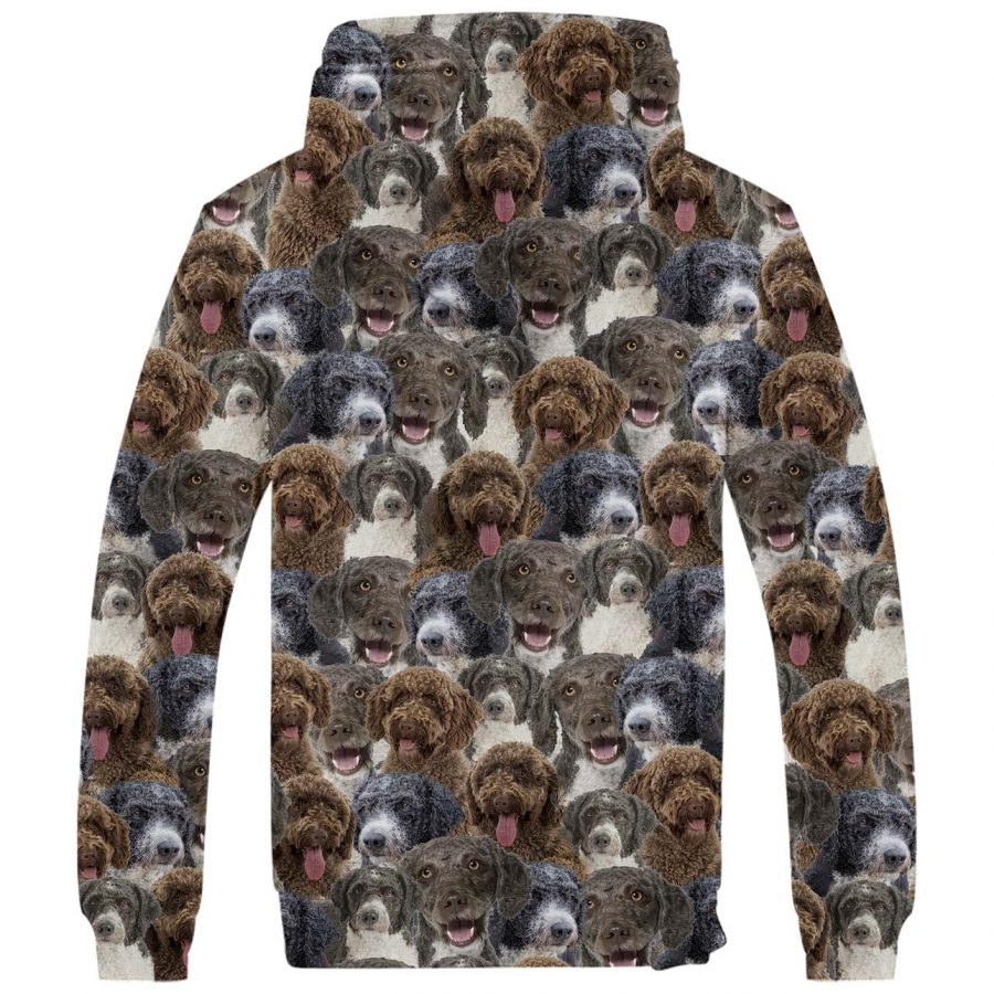 Spanish Water Dog Full Face Fleece Hoodie