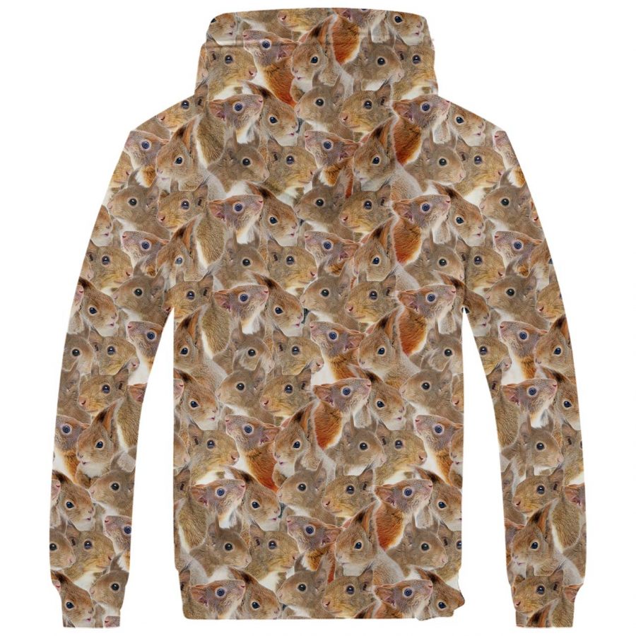 Squirrel Full Face Fleece Hoodie