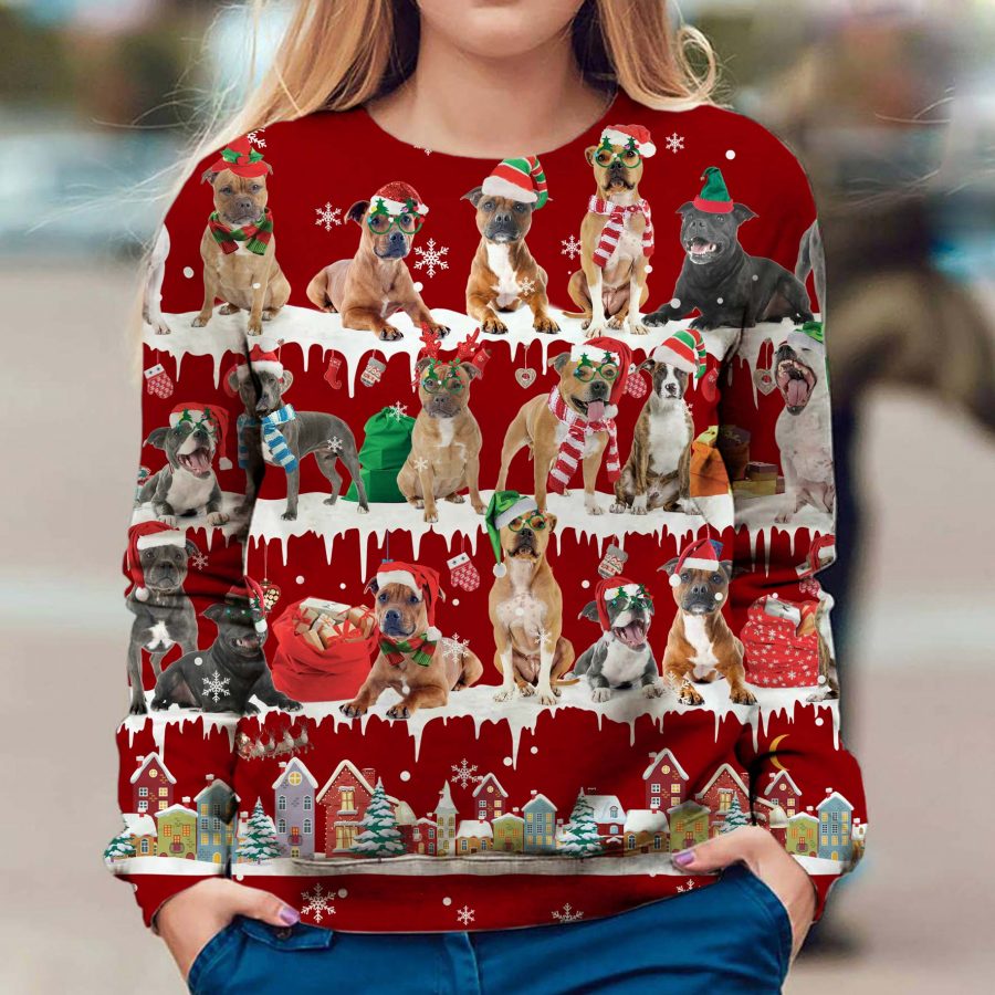 Staffordshire Bull Terrier - Snow Christmas - Premium Sweater