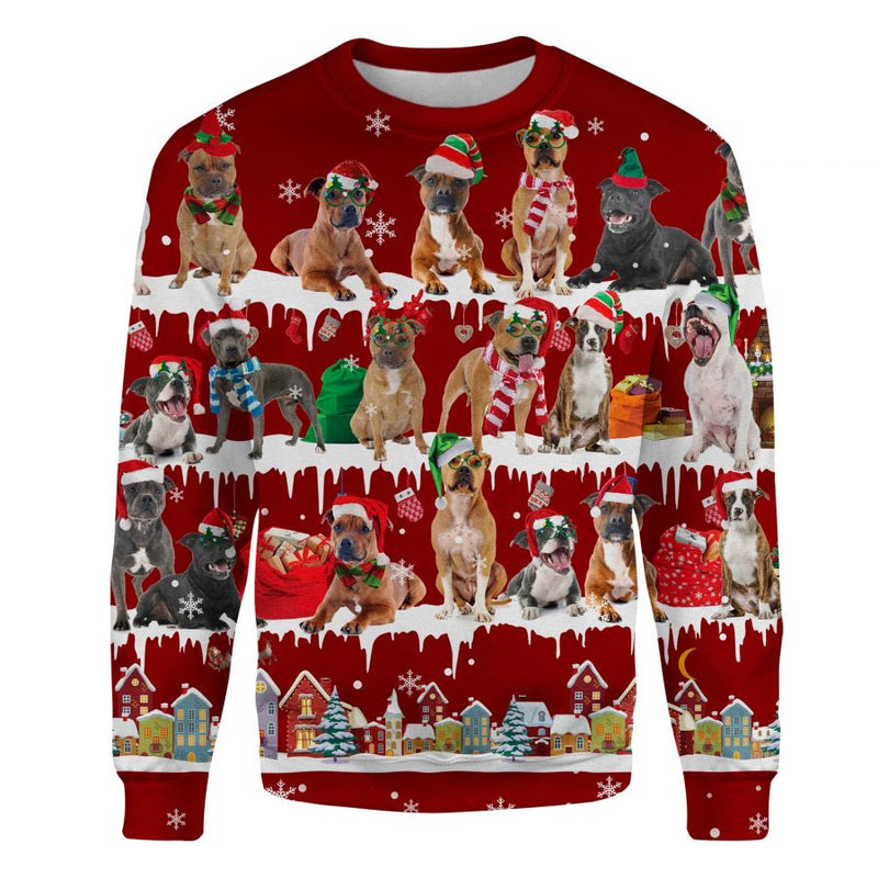 Staffordshire Bull Terrier - Snow Christmas - Premium Sweater
