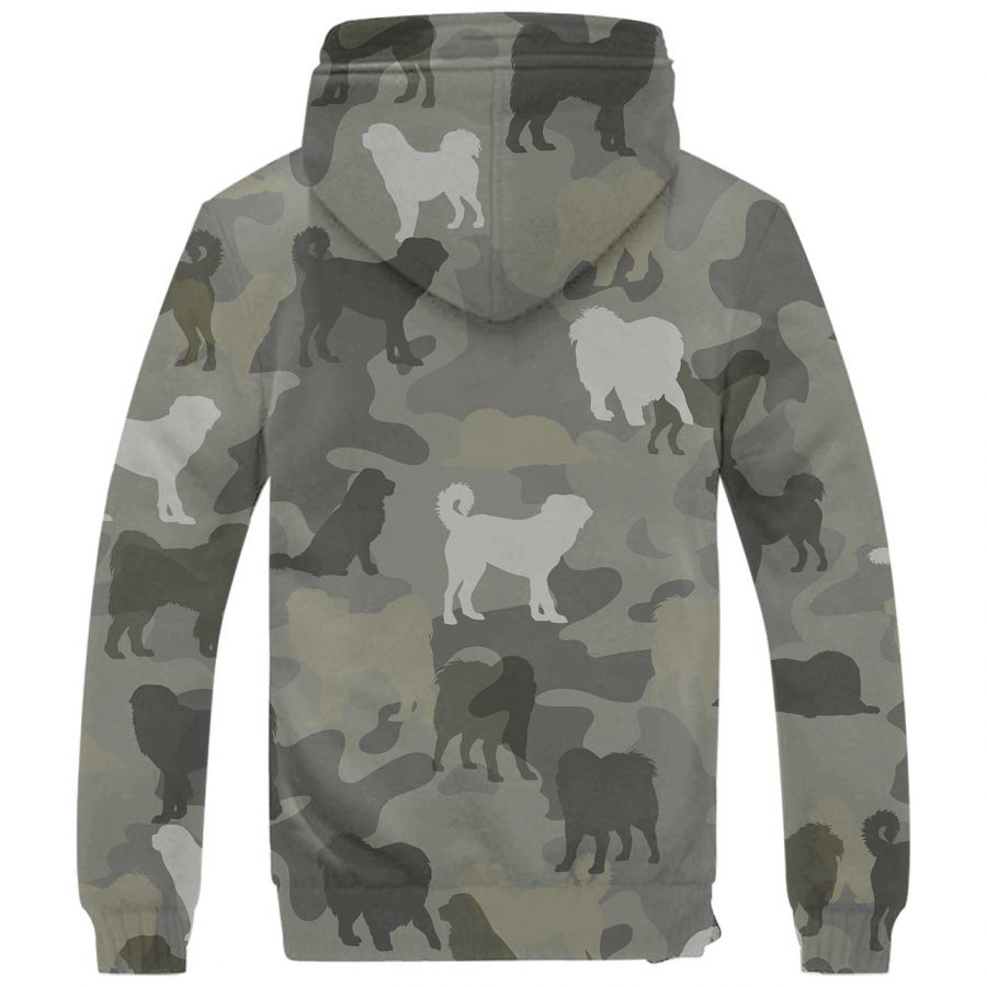 Tibetan Mastiff Camo Fleece Hoodie