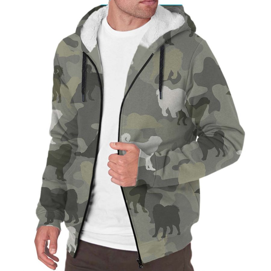 Tibetan Mastiff Camo Fleece Hoodie