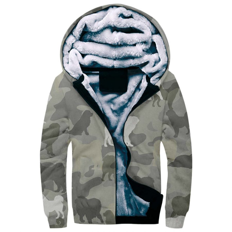 Tibetan Mastiff Camo Fleece Hoodie