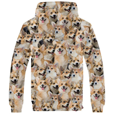 Welsh Corgi Full Face Fleece Hoodie