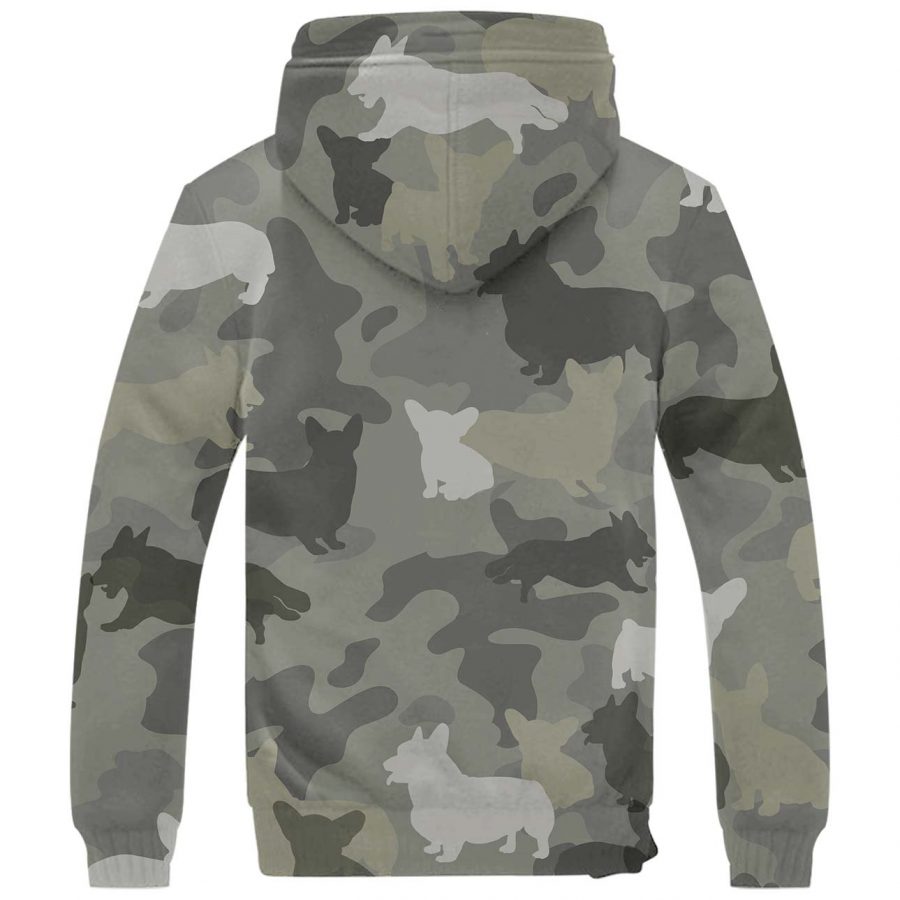 Welsh Corgi Camo Fleece Hoodie