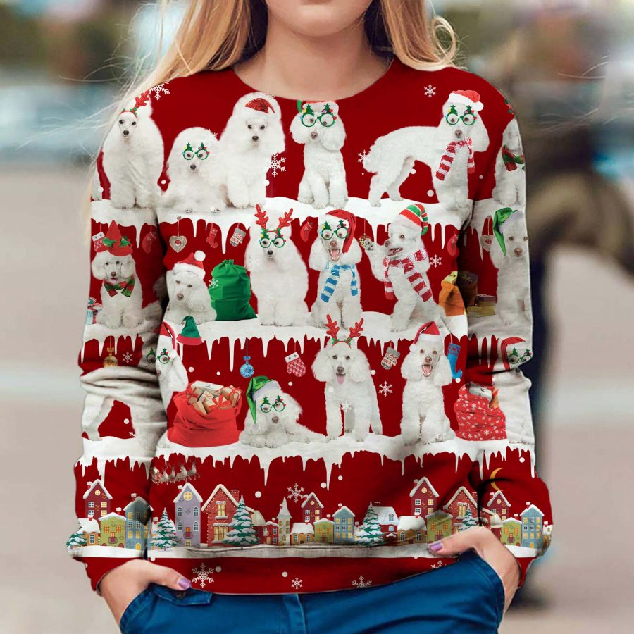 White Poodle - Snow Christmas - Premium Sweater