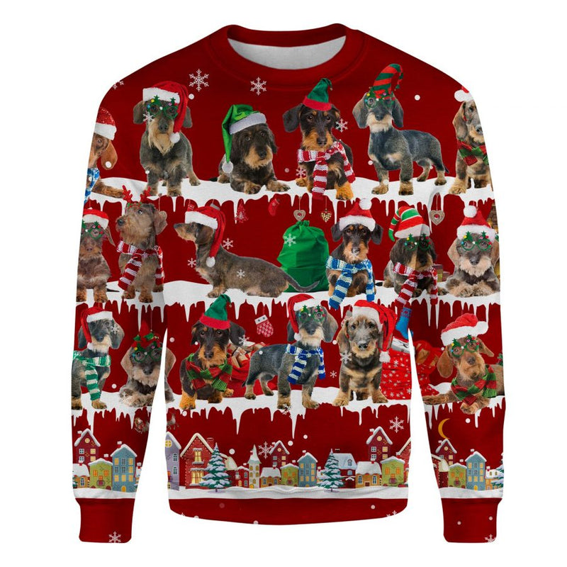 Wire haired Dachshund - Snow Christmas - Premium Sweater