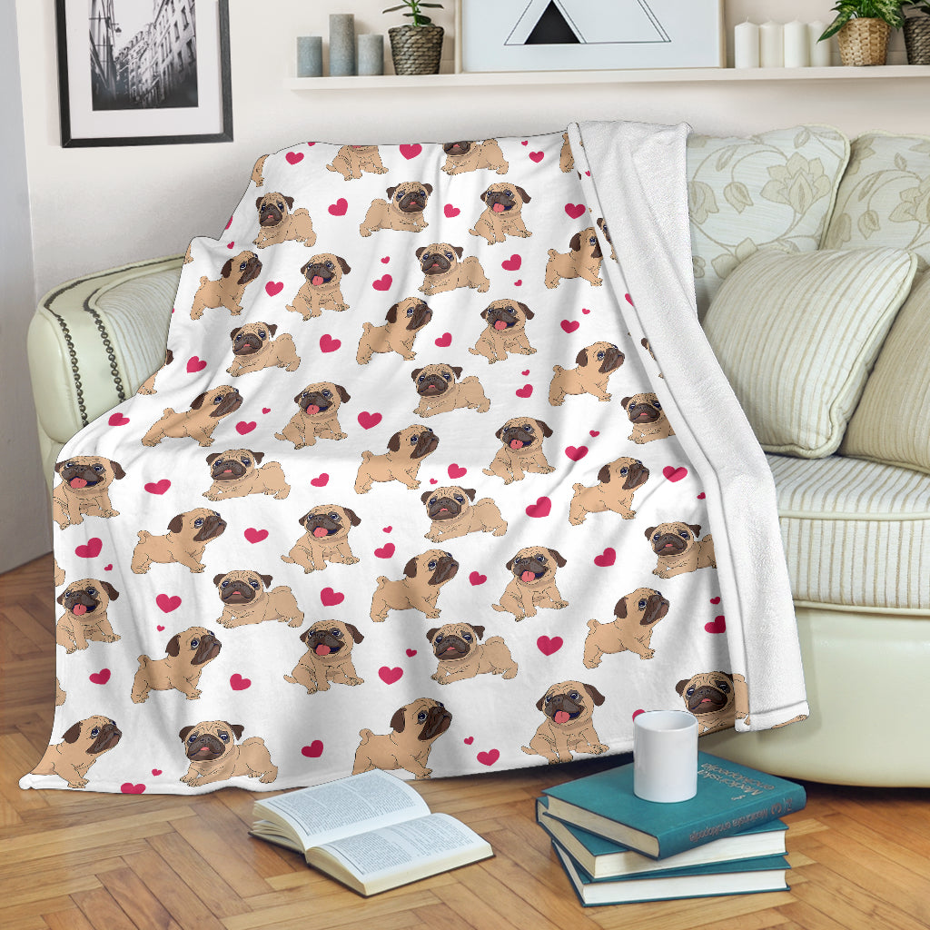 Pug Heart Blanket