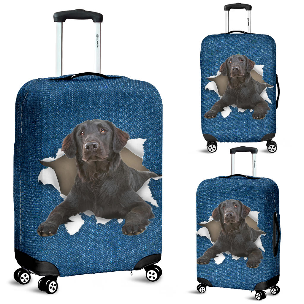 Flat-Coated Retriever Torn Paper Luggage Covers