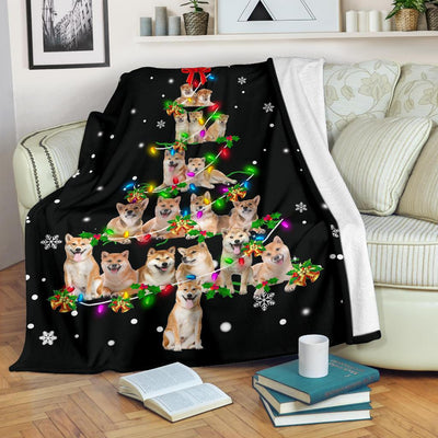 Shiba Inu Christmas Tree Blanket