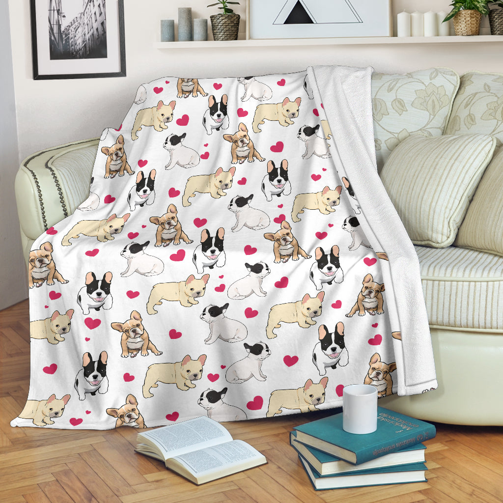 French Bulldog Heart Blanket