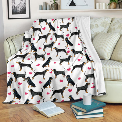 Black and Tan Coonhound Heart Blanket