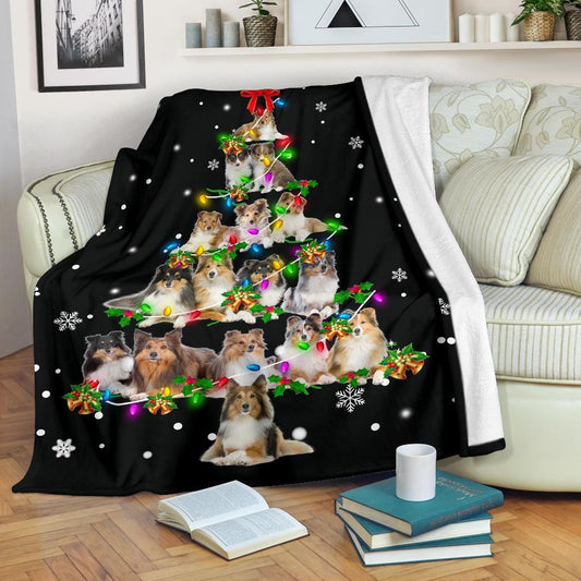 Shetland Sheepdog Christmas Tree Blanket