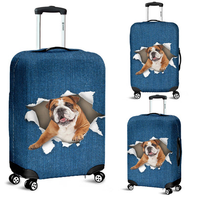 English Bulldog Torn Paper Luggage Covers