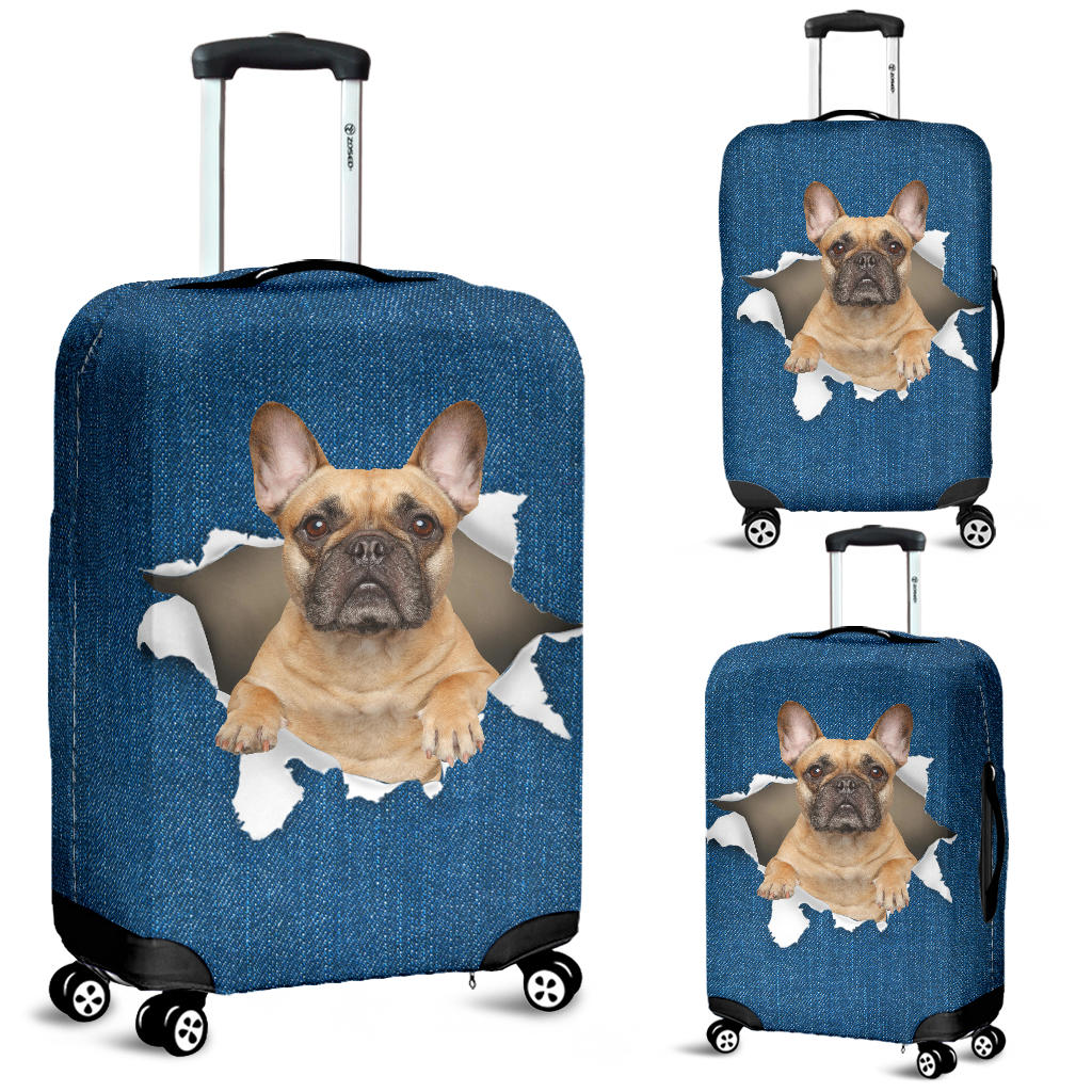 French Bulldog Torn Paper Luggage Covers