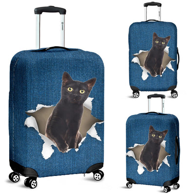 Black Cat Torn Paper Luggage Covers