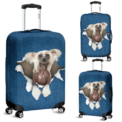 Chinese Crested Dog Torn Paper Luggage Covers
