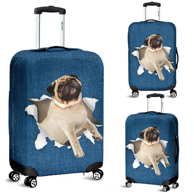 Pug Torn Paper Luggage Covers