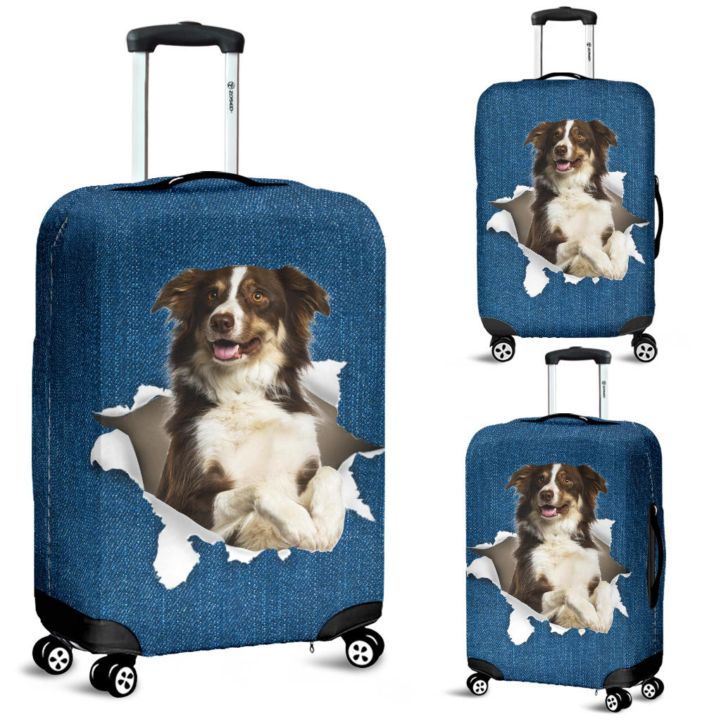 Border Collie Torn Paper Luggage Covers