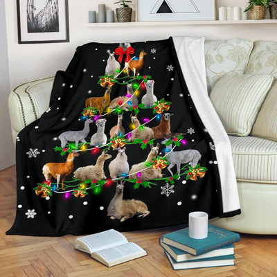 Llama Christmas Tree Blanket