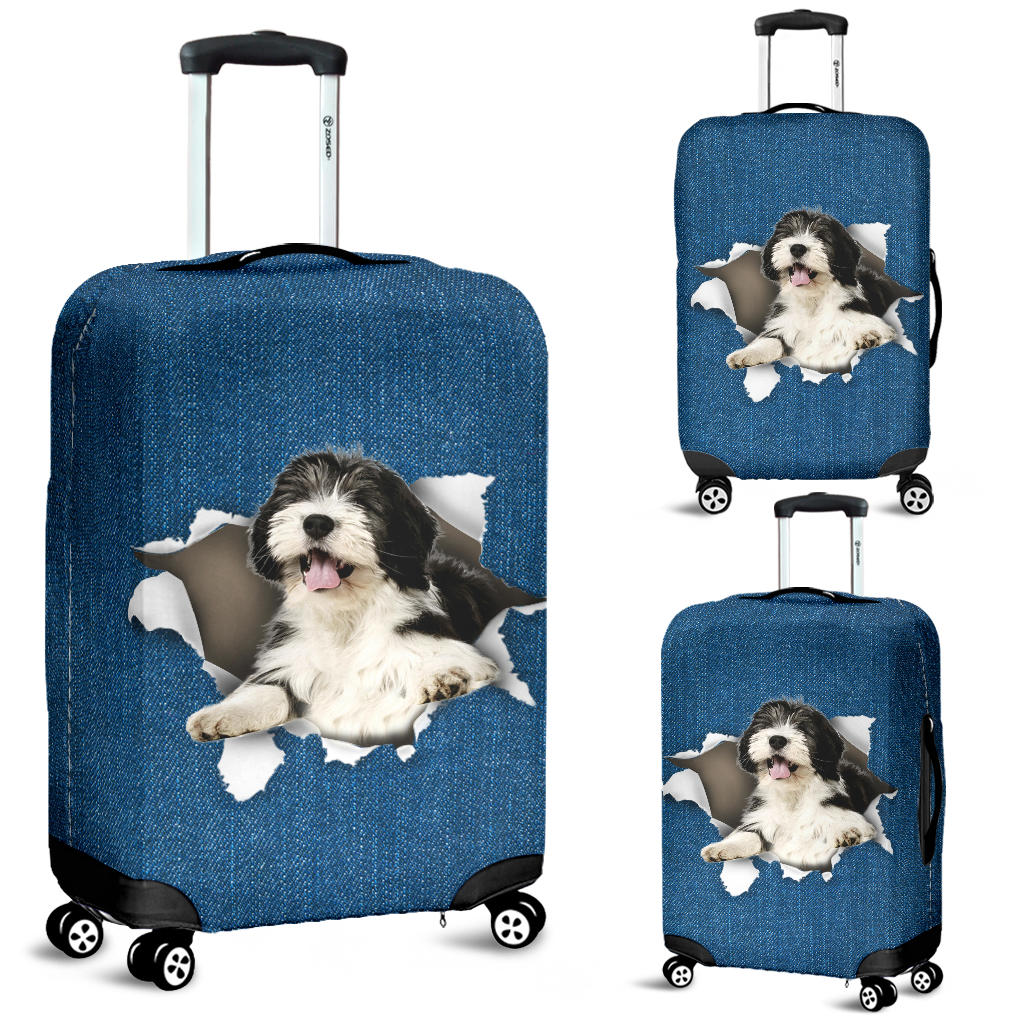 Polish Lowland Sheepdog Torn Paper Luggage Covers