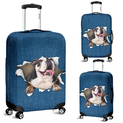 English Bulldog Torn Paper Luggage Covers
