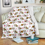 English Bulldog Heart Blanket
