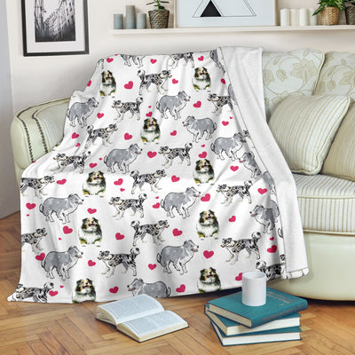 Blue Merle Collie Heart Blanket