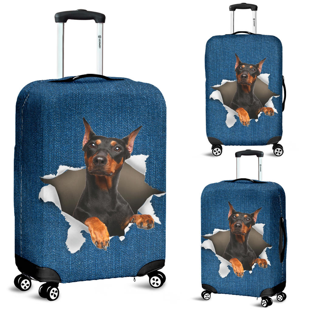German Pinscher Torn Paper Luggage Covers