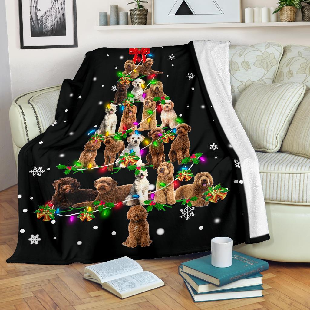 Labradoodle Christmas Tree Blanket