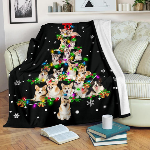 Welsh Corgi Christmas Tree Blanket