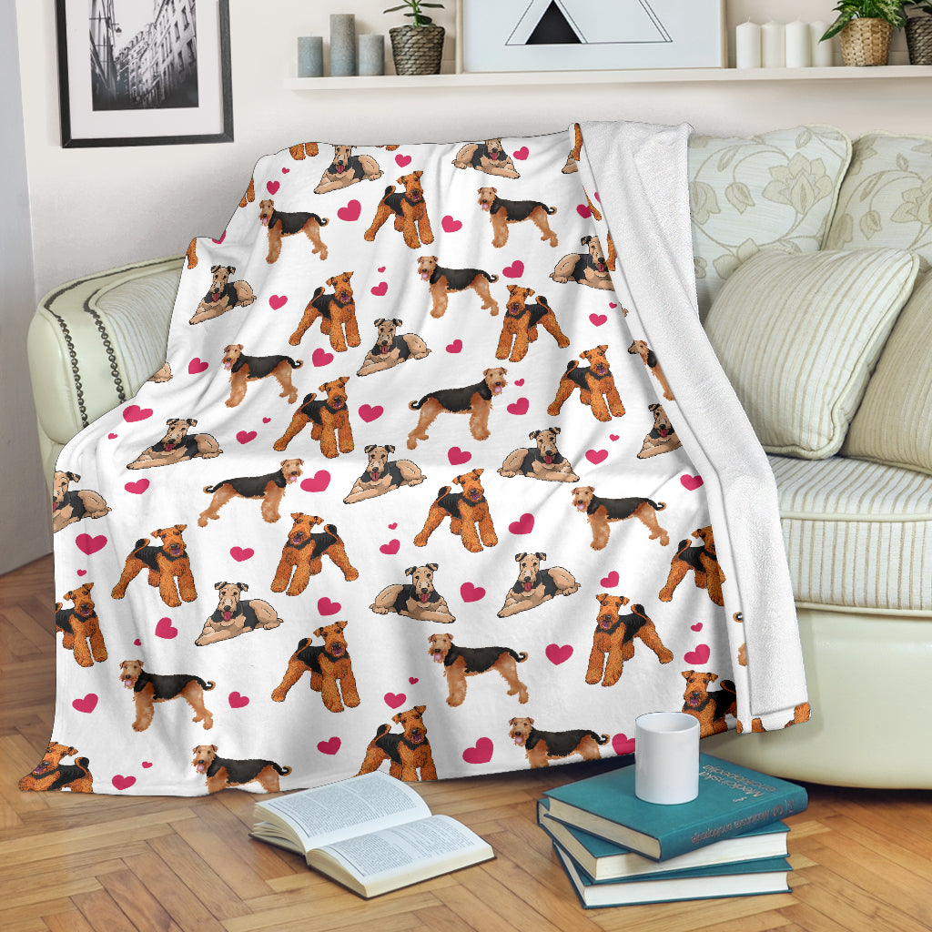 Airedale Terrier Heart Blanket