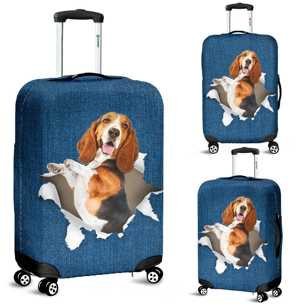 Basset Hound Torn Paper Luggage Covers