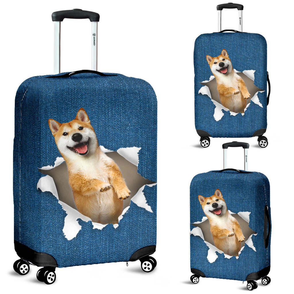 Shiba Inu Torn Paper Luggage Covers