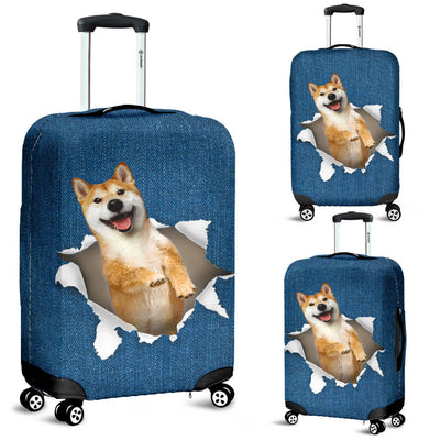 Shiba Inu Torn Paper Luggage Covers
