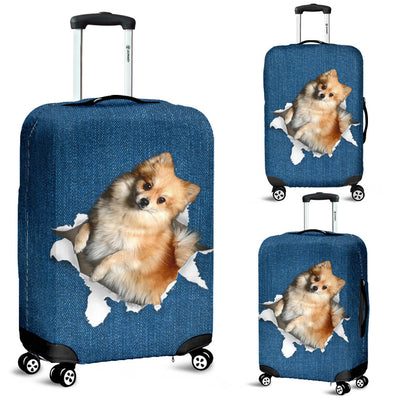 Pomeranian Torn Paper Luggage Covers