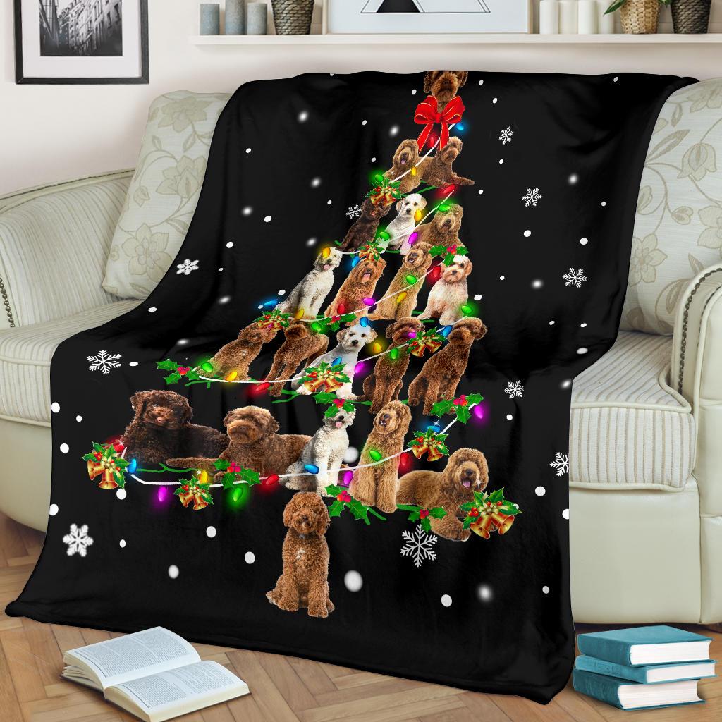 Labradoodle Christmas Tree Blanket