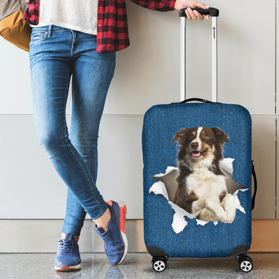 Border Collie Torn Paper Luggage Covers