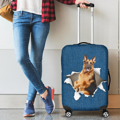 German Shepherd Torn Paper Luggage Covers