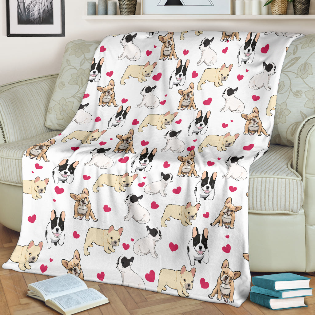 French Bulldog Heart Blanket