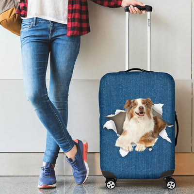 Australian Shepherd Torn Paper Luggage Covers