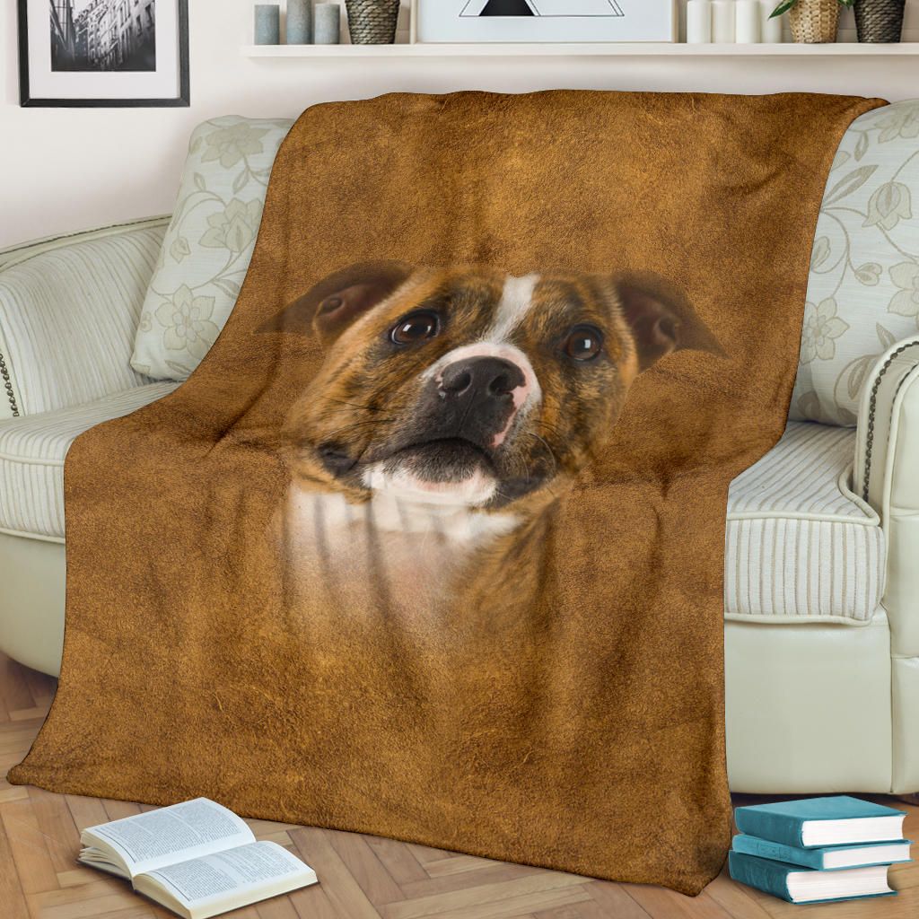 Staffordshire Bull Terrier Face Hair Blanket