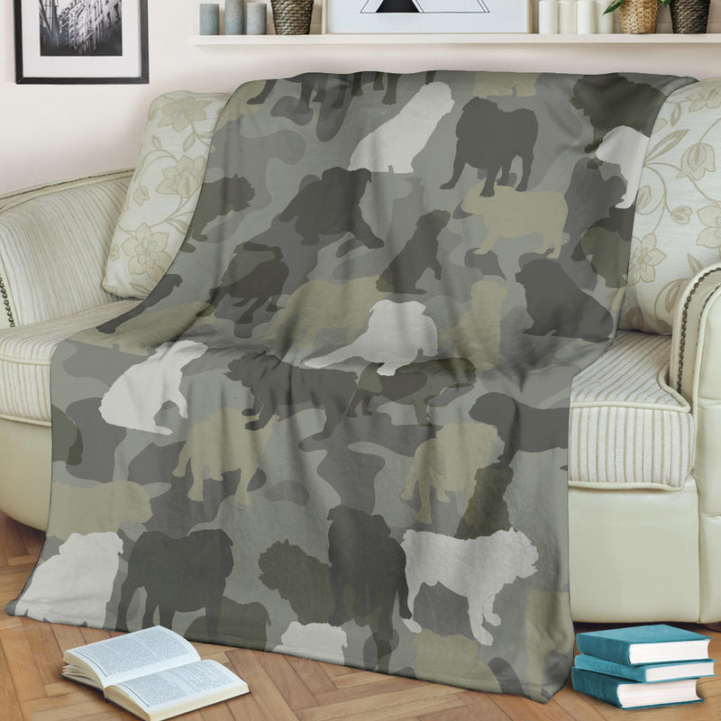 English Bulldog Camo Blanket