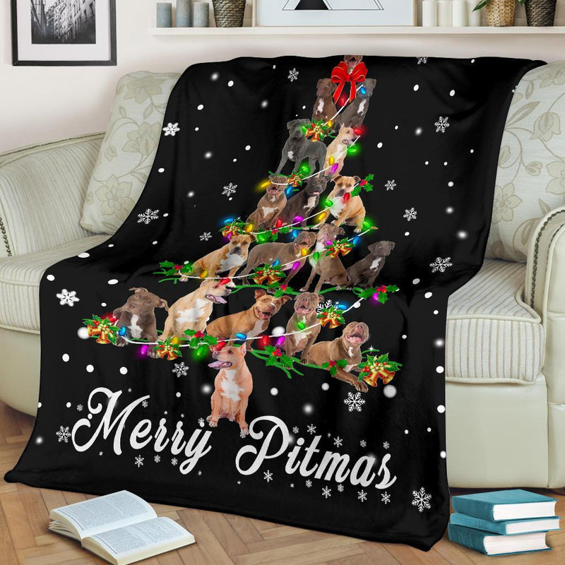 Pitbull Christmas Tree Blanket