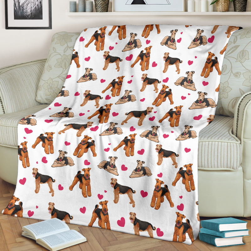 Airedale Terrier Heart Blanket