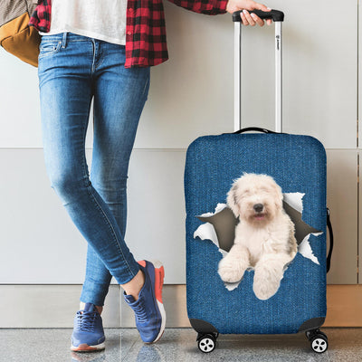 Old English Sheepdog Torn Paper Luggage Covers