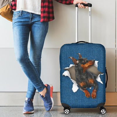 Miniature Pinscher Torn Paper Luggage Covers